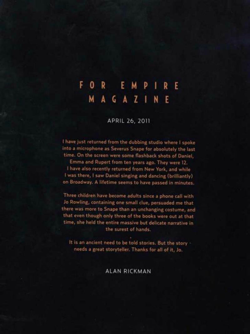 Carta de Alan Rickman foto 2