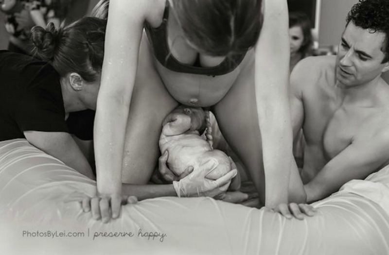 this baby was born on hands and knees at home